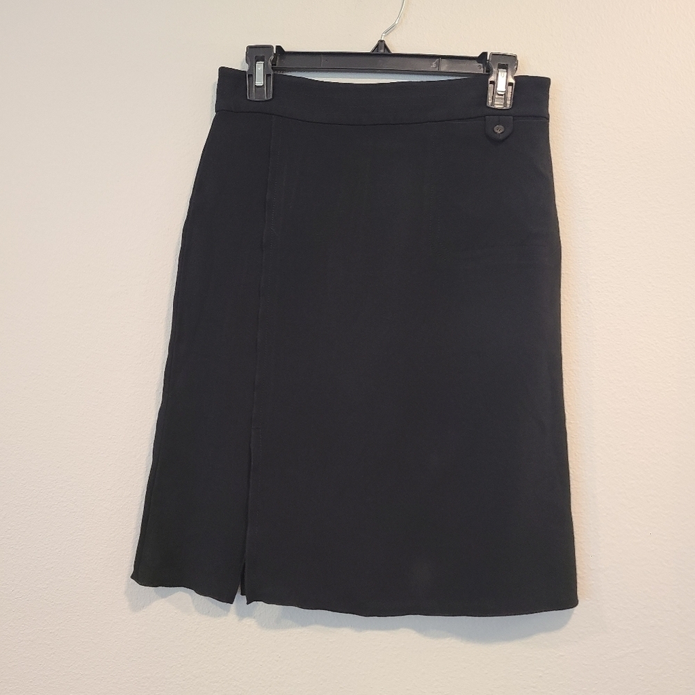 Nina Ricci Black Ruffle Pleate Midi Skirt